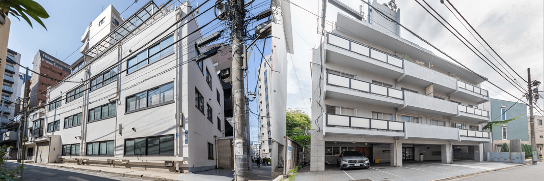 ▲第17期に取得した泉ビル（築62年）/セルモビル（築56年）